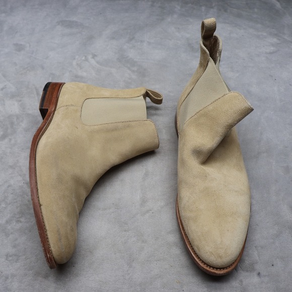 Lucent Other - Lucent Men 11.5 Chelsea Boots White Suede Goodyear Welt Leather Sole Casual 45EU